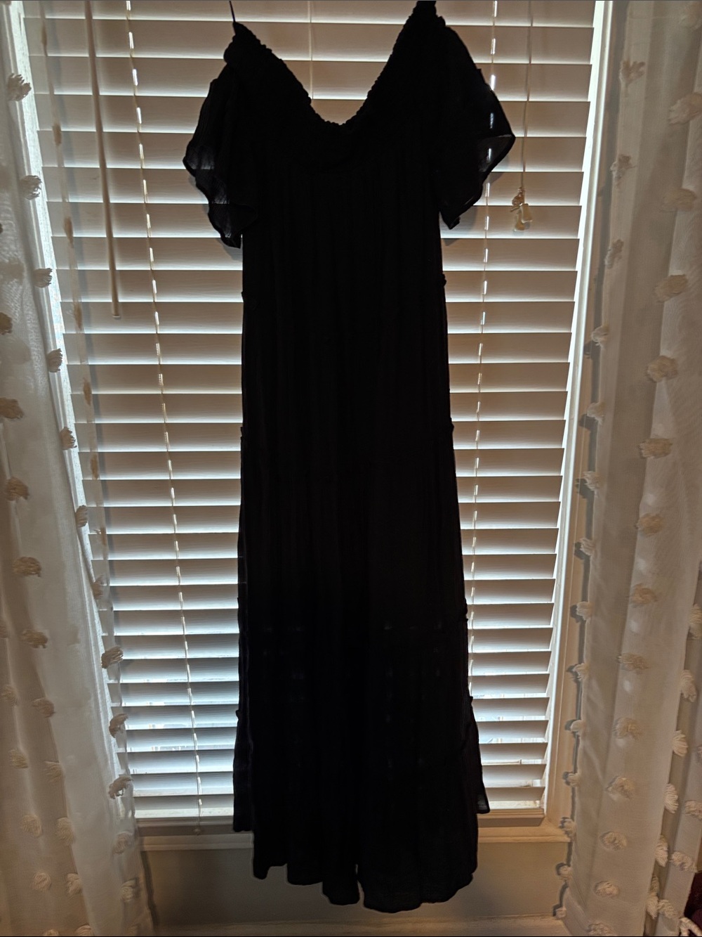 JODIFL Black Maxi Dress with Flutter Sleeves